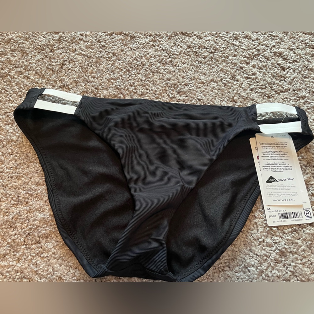 Athleta Black Swimwear with White Accents